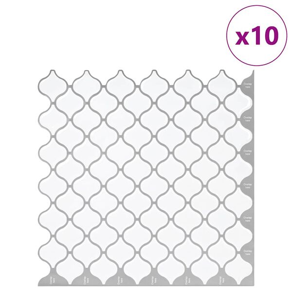 vidaXL Lanturn-laatta 10 pcs Valkoinen 27 x 27 cm Polyuretaani ja PET