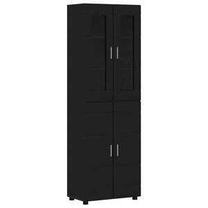 vidaXL Korkea kaappi ovella FLORIN Musta 60 x 35 x 182 cm Tekninen puu