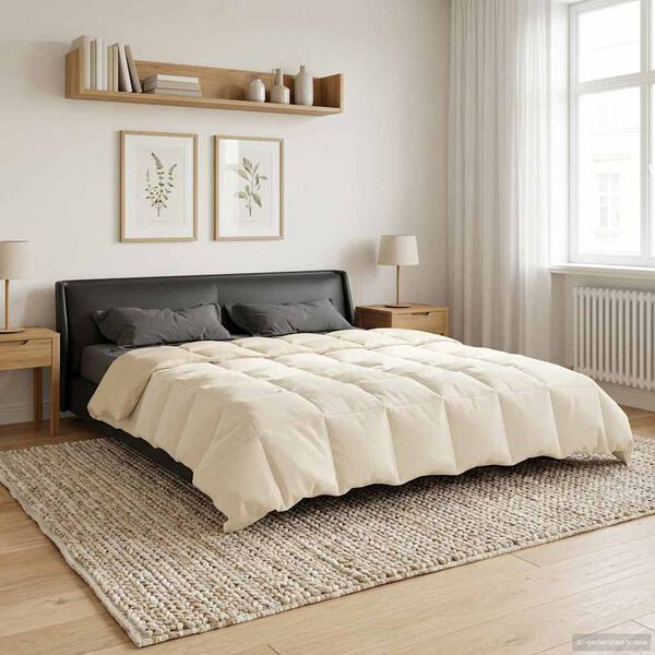 vidaXL Koko Vuoden Peitto Quiltottu Kerma 220 x 240 cm Mikrokuitu