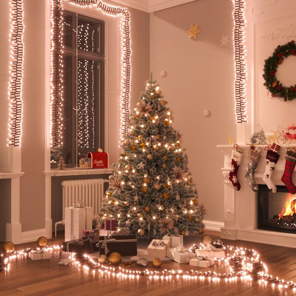 vidaXL Cluster LED-valonauha 2000 LED-valoa lämmin valkoinen 17 m PVC