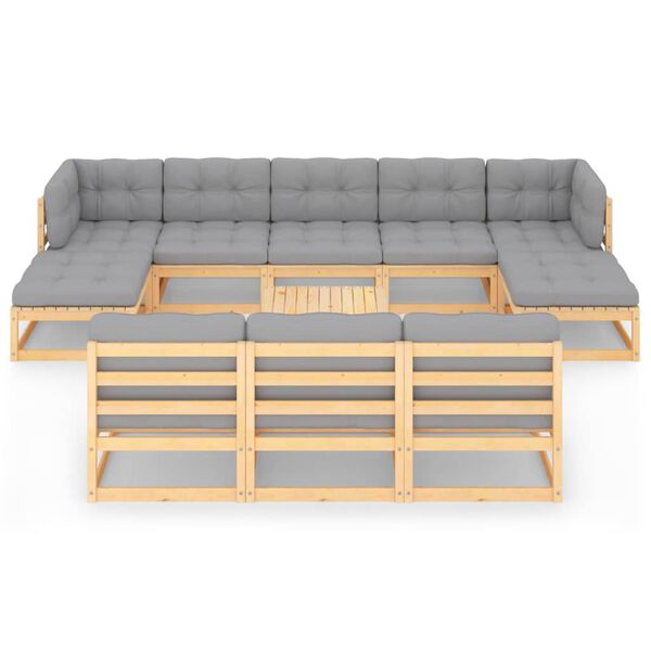 vidaXL 11-osainen Puutarhasohvasarja tyynyill&auml; t&auml;ysi m&auml;nty