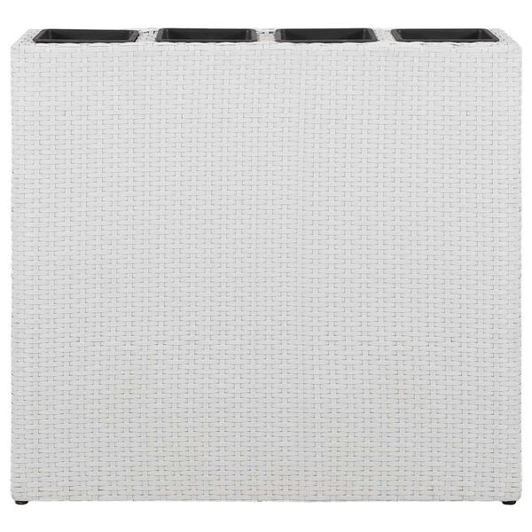 vidaXL Korotettu kukkalaatikko 4 ruukulla polyrottinki valkoinen