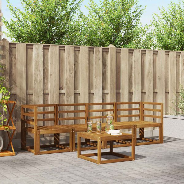 vidaXL Ulkosohvakokoelma 5 pcs Luonnollinen Tihe&auml; akasiapuu