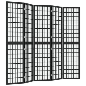 vidaXL Tilanjakaja 5 paneelia japanilaistyylinen 200x170 cm musta
