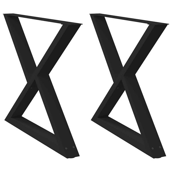 vidaXL Ruokapöydän jalat 2 kpl musta 90x(72-73,3) cm teräs