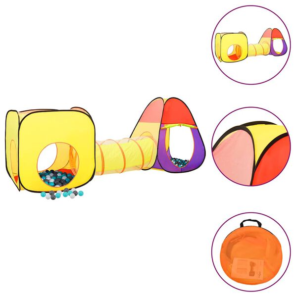 vidaXL Lasten leikkiteltta 250 pallolla monivärinen 255x80x100 cm