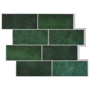 vidaXL Metrolaatta 10 pcs Tummanvihre&auml; 29 x 21 cm Polyuretaani ja PET