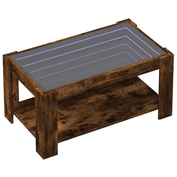 vidaXL Sohvapöytä LED-valoilla savutammi 93x53x45 cm tekninen puu
