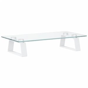vidaXL N&auml;ytt&ouml;teline valkoinen 40x20x8 cm karkaistu lasi ja metalli