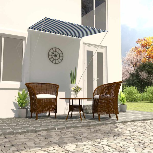 vidaXL Sisäänkelattava markiisi 150x150 cm sininen ja valkoinen