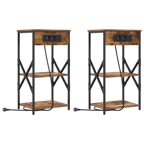 vidaXL Y&ouml;p&ouml;yt&auml;kaappi 2 pcs Savup&auml;hkin&auml; 41 x 31 x 76 cm Tekninen puu