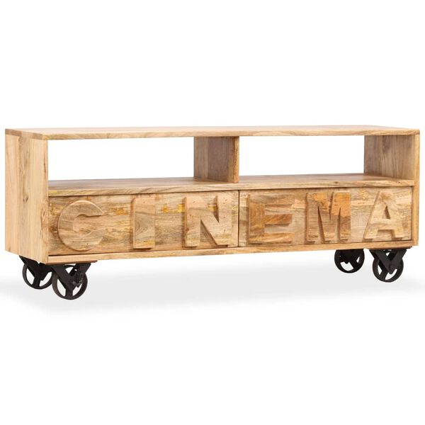 vidaXL TV-taso kiinteä mangopuu 120x30x48 cm