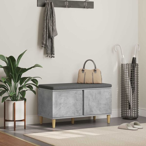 vidaXL Halli penkki tyynyll&auml; ovella Betoni Harmaa 80 x 38 x 46 cm