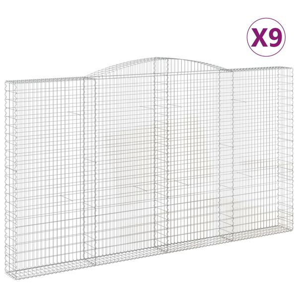 vidaXL Kaarevat kivikorit 9 kpl 400x30x220/240 cm galvanoitu rauta