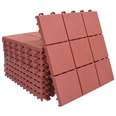 vidaXL Terassilaatat 10 kpl punainen 30,5x30,5 cm muovi