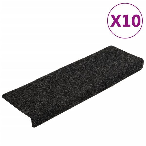 vidaXL Porrasmatot itseliimautuvat 10 kpl 65x21x4 cm musta suorakaiteen muotoinen reuna