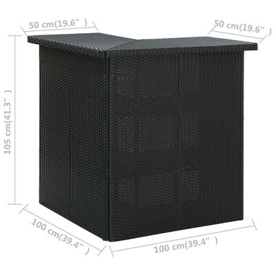 vidaXL Kulmabaaripöytä musta 100x50x105 cm polyrottinki