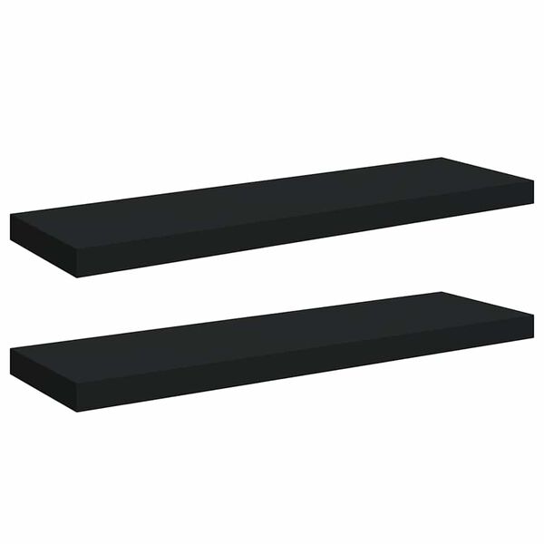 vidaXL Kelluvat sein&auml;hyllyt 2 kpl musta 80x23,5x3,8 cm MDF