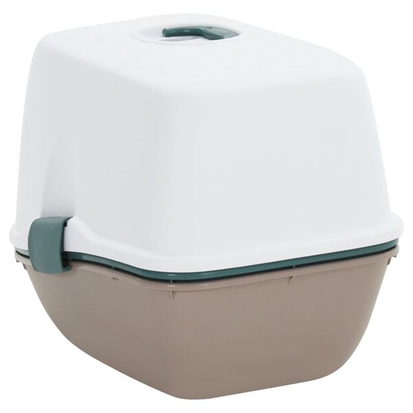 vidaXL Kissan hiekkalaatikko kannella valkoruskea 58,5x39,5x43 cm PP