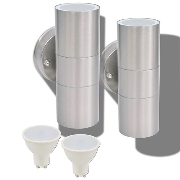 vidaXL LED-sein&auml;valaisimet ulkotiloihin 2 kpl Ruost. ter&auml;s Yl&ouml;s/alas