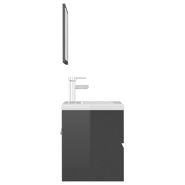 vidaXL Kylpyhuoneen kalustesarja korkeakiilto harmaa lastulevy