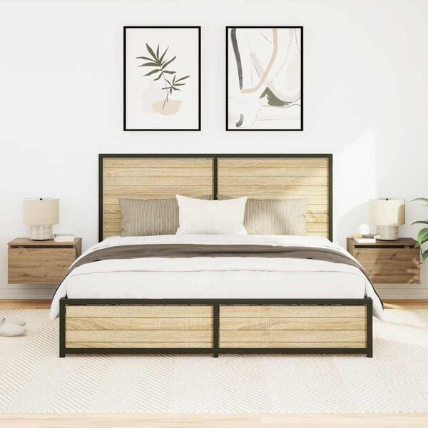 vidaXL Sein&auml;lle kiinnitett&auml;v&auml; y&ouml;p&ouml;yt&auml;kaappi 2 pcs Artisan tammi