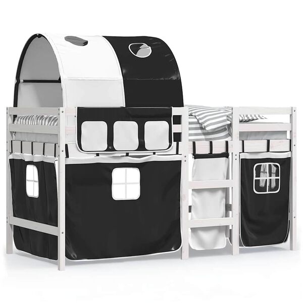 vidaXL Lasten parvis&auml;nky tunnelilla mustavalk. 90x190 cm t&auml;ysi m&auml;nty