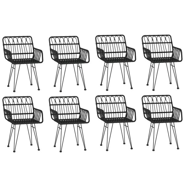 vidaXL 9-osainen Ulkoruokailuryhm&auml; musta polyrottinki