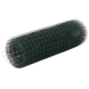 vidaXL Kanaverkko teräs PVC pinnoitteella 10x0,5 m vihreä