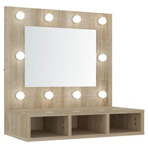vidaXL Peilikaappi LED-valoilla Sonoma-tammi 60x31,5x62 cm