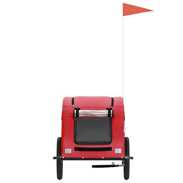 vidaXL Lemmikinkuljetusk&auml;rry polkupy&ouml;r&auml;&auml;n punainen kangas ja rauta