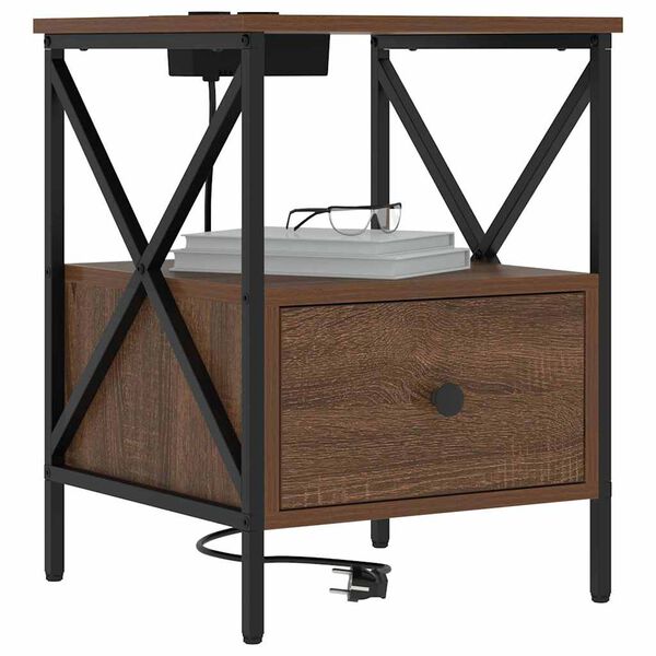 vidaXL Y&ouml;p&ouml;yt&auml;kaappi Ruskea tammi 41,5 x 40,5 x 55 cm Tekninen puu