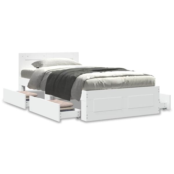 vidaXL S&auml;ngynrunko p&auml;&auml;dyll&auml; valkoinen 90x200 cm tekninen puu