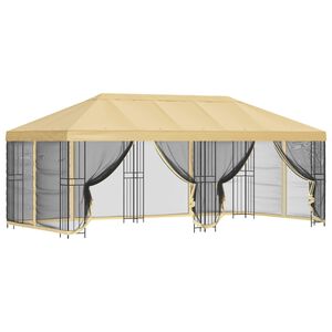 vidaXL Paviljonki sivuseinill&auml; 6 x 3 m Kerma Polyesteri ja ter&auml;s