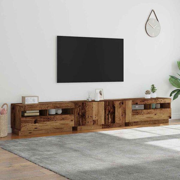 vidaXL TV-kaappi LED-valoilla vanha puu 260x35x40 cm teknillinen puu
