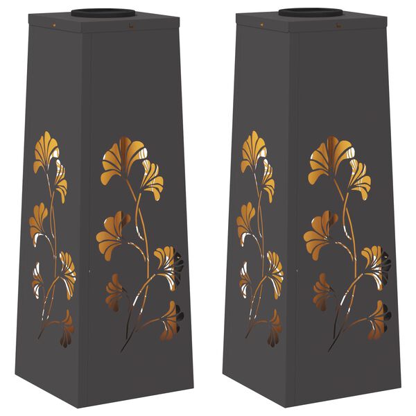 vidaXL Aurinko LED-polkuvalo 2 pcs Musta Kylm&auml;valssattu ter&auml;s