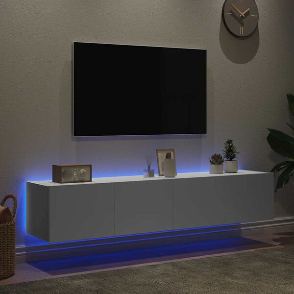 vidaXL TV-sein&auml;kaapit LED-valoilla 2 kpl valkoinen 80x35x31 cm