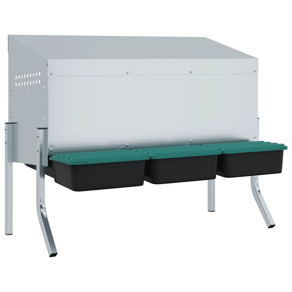 vidaXL Kanan pes&auml;laatikko 3 lokeroa jaloilla galvanoitu ter&auml;s