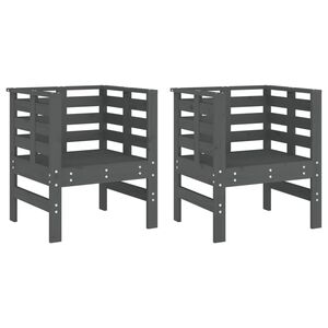 vidaXL Puutarhatuolit 2 kpl harmaa 61,5x53x71 cm t&auml;ysi m&auml;nty