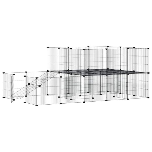vidaXL 44-paneelinen lemmikkih&auml;kki ovella musta 35x35 cm ter&auml;s