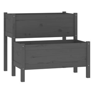 vidaXL Kukkalaatikko harmaa 84,5x84x75 cm t&auml;ysi m&auml;nty