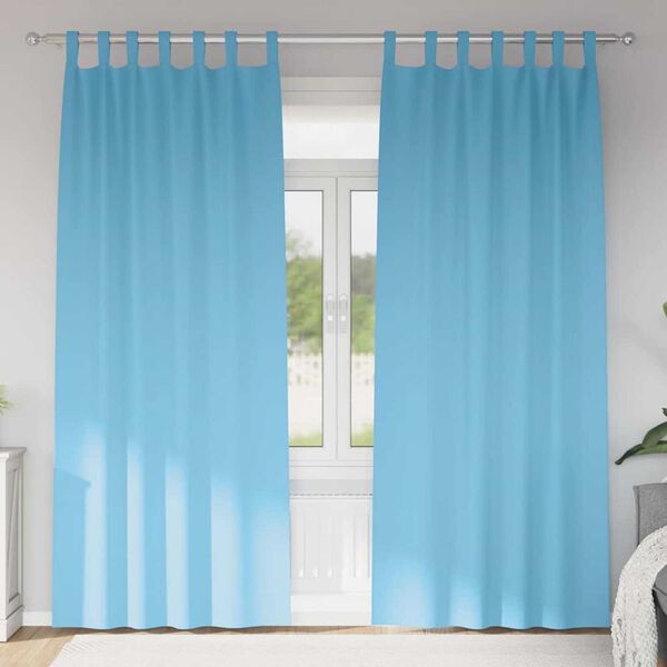 vidaXL Piment&auml;v&auml; verho renkailla 2 pcs Vaaleansininen 260 x 140 cm