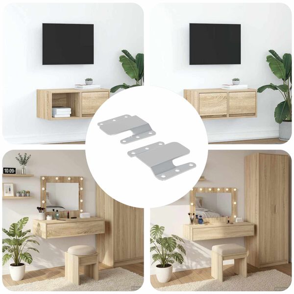 vidaXL Pinnalle Asennettava Kiinnike 2 pcs Hopea 75 x 66 x 1,4 mm