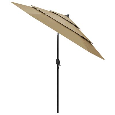 vidaXL 3-tasoinen aurinkovarjo alumiinitanko harmaanruskea 2,5 m