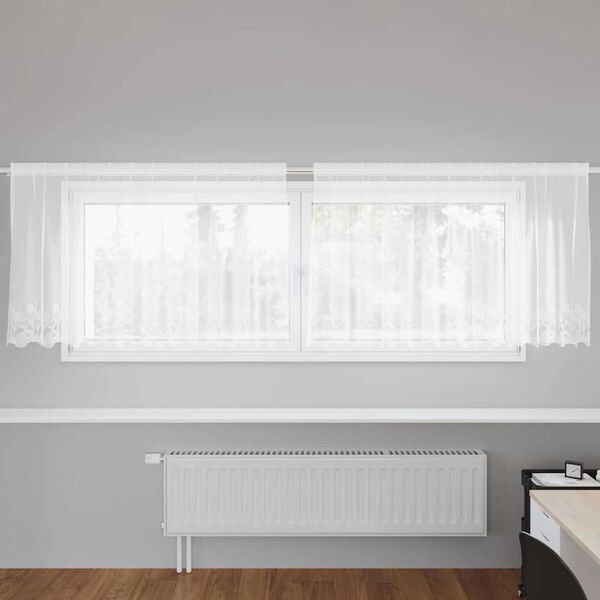 vidaXL Verkkoverho verhoilla Valkoinen 80 x 300 cm Polyesteri