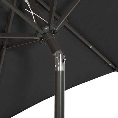 vidaXL Aurinkovarjo LED-valolla musta 200x211 cm alumiini