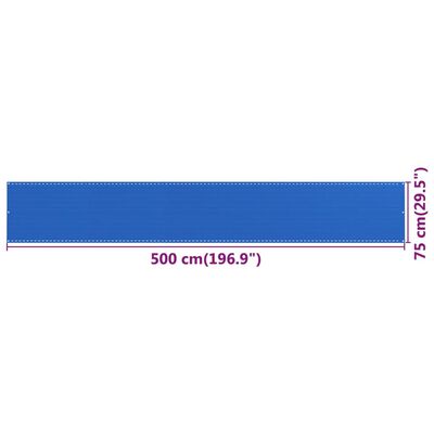 vidaXL Parvekkeen suoja sininen 75x500 cm HDPE