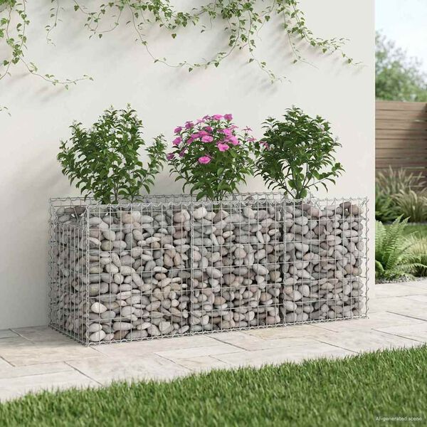 vidaXL Gabion Kohotettu Peti Hopea 150 x 50 x 60 cm Galvanoitu ter&auml;s