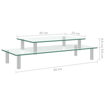 vidaXL 2-kerroksinen näyttöteline läpinäkyvä lasi