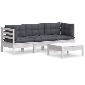 vidaXL 4-osainen Puutarhasohvasarja antrasiitti tyynyt m&auml;nty